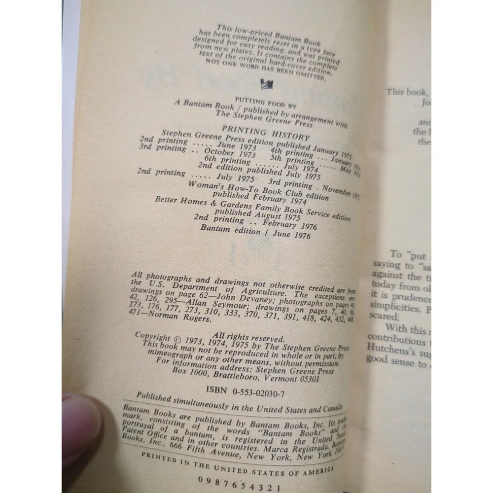 Putting Food By  - Rare Second‎ Edition Revised & Expanded 1975 Bantam Paperback
